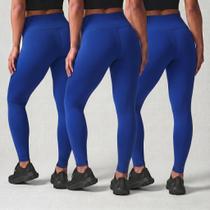 Kit 3 Calças Legging Feminina Cós Alto Academia Fitness Zero Transparência Suplex