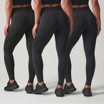 Kit 3 Calças Legging Feminina Cós Alto Academia Fitness Zero Transparência Suplex