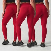 Kit 3 Calças Legging Feminina Cós Alto Academia Fitness Zero Transparência Suplex