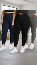 Kit 3 Calças Legging Feminina Plus Size Cintura Alta Kit 3 Calças Legging Feminina Plus Size Cintura Alta