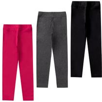 Kit 3 Calças Legging Flanelada Infantil Juvenil Menina Térmica Leg Suplex (Cotton) Peluciado Forrado Quentinha Inverno - LUMARI KIDS