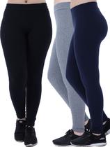 Kit 3 Calças Legging Grossa Feminina PRETA, MESCLA, MARINHO Kit 3 Calças Legging Grossa Feminina PRETA, MESCLA, MARINHO