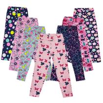 Kit 3 Calças Legging Infantil - Estampadas Em Cotton Para Meninas