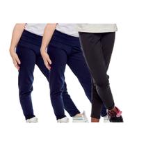Kit 3 calças legging infantil lisa basica cintura alta suplex uniforme escola dia a dia passeio