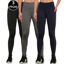 Kit 3 Calças Legging Lisa Feminina Cintura Alta Fitness Academia Moda Verão