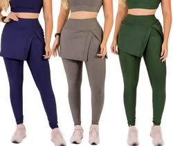 Kit 3 Calças Legging Saia Com Bolso Feminino Fitness Moda Evangélica Academia Caminhada Treino The Start