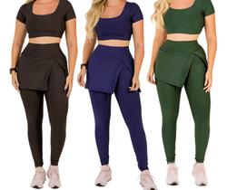 Kit 3 Calças Legging Saia Com Bolso Feminino Fitness Moda Evangélica Academia Caminhada Treino The Start Kit 3 Calças Legging Saia Com Bolso Feminino Fitness Moda Evangélica Academia Caminhada Treino The Start
