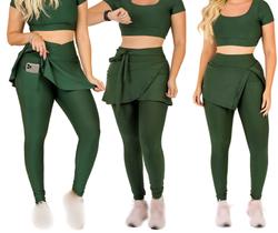 Kit 3 Calças Legging Saia Com Bolso Moda evangélica Fitness Suplex Treino Caminhada Academia The Start Kit 3 Calças Legging Saia Com Bolso Moda evangélica Fitness Suplex Treino Caminhada Academia The Start
