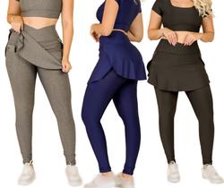Kit 3 Calças Legging Saia Com Bolso Moda Evangélica Fitness Treino Caminhada Academia Suplex The Start Kit 3 Calças Legging Saia Com Bolso Moda Evangélica Fitness Treino Caminhada Academia Suplex The Start