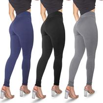 Kit 3 Calças Legging Suplex Feminina Moda Fitness Academia