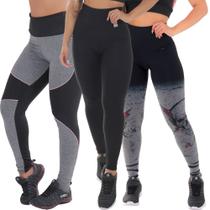 Kit 3 Calças Leggings Diversas Suplex