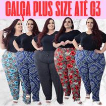 KIT 3 Calças Liganete Estampadas Feminina M ao G3 Pronta Entrega