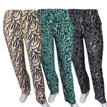 Kit 3 Calças Liganete Feminina Com Bolso Estampada