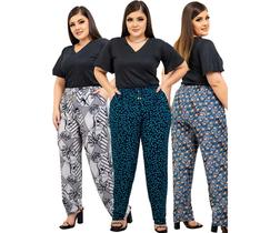 kit 3 Calças Liganete Malha Fria Fresquinha Plus M AO G3