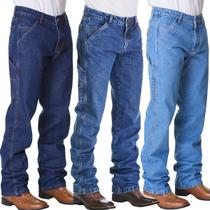 Kit 3 Calças Masculina HNO Jeans Carpinteira Country Reforçada azul