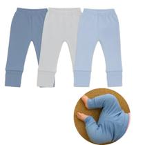 Kit 3 Calças Mijão Vira Pé Bebê Culote Suedine 100% Algodão - Kit 3 Calças Mijão Vira Pé Bebê Culote Suedine 100% Algodão -