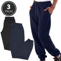 Kit 3 calças moletom adulto dalri 082 com punho p ao gg Kit 3 calças moletom adulto dalri 082 com punho p ao gg