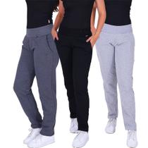 Kit 3 Calças Moletom Algodão com Bolsos Peluciado