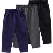 Kit 3 Calças Moletom Bebê Unissex Flanelada sem punho Kyly 1 ao 3