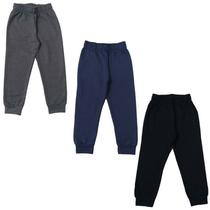 Kit 3 Calças Moletom c/Punho Kyly Infantil 10 ao 16 Unissex Kit 3 Calças Moletom c/Punho Kyly Infantil 10 ao 16 Unissex