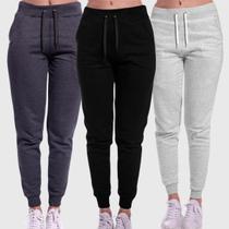 Kit 3 Calças Moletom Femininas Lisas Benellys