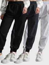 Kit 3 Calças Moletom Femininas Preto Chumbo Cinza Flaneladas Estilo, Conforto e Versatilidade Benellys