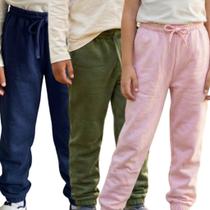 Kit 3 Calças Moletom Infantil Kids Criança Menina & Menino Estilo Jogger Cargo Com Bolso Lateral