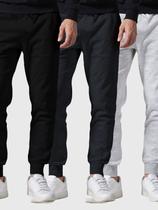 Kit 3 Calças Moletom Preto Chumbo Cinza Masculina Ideal para o Dia a Dia com Muito Estilo Benellys