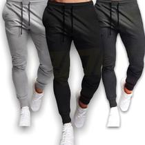 Kit 3 Calças Moletom Skinny Punho Fitness Academia 30