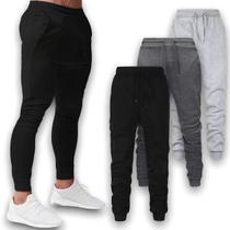 Kit 3 Calças Moletom Skinny Punho Fitness Flaneladas 34