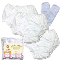 Kit 3 Calças plástica com botão C/ absorvente Bebê Infantil