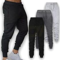 Kit 3 Calças Skinny Punho Fitness Moletom Flaneladas 32