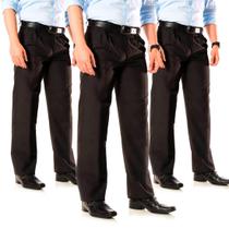 Kit 3 Calças Social Masculina Tradicional Oxford Preta