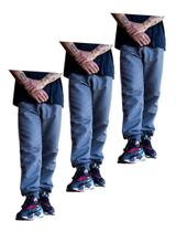 Kit 3 Calças Tactel Jogger Elastico Na Barra Promocional 017 Kit 3 Calças Tactel Jogger Elastico Na Barra Promocional 017