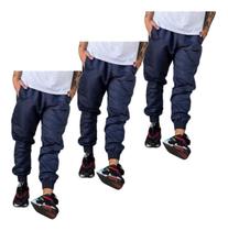 Kit 3 Calças Tactel Jogger Jogador De Futebol 2 Bolsos 016