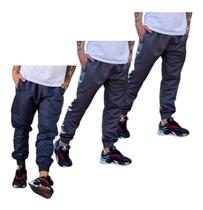 Kit 3 Calças Tactel Jogger Jogador De Futebol 2 Bolsos 016