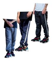 Kit 3 Calças Tactel Jogger Punho Barra 1 Bolso Academia 017