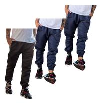 Kit 3 Calças Tactel Jogger Skinny Com Punho 2 Bolsos 016 Pr