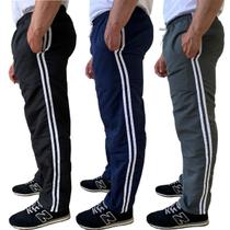 Kit 3 Calças Tactel Masculina 3 Bolsos Preta Azul Cinza