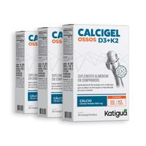 Kit 3 Calcigel Osso D3+K2 Katiguá 500mg 30 Comprimidos Kit 3 Calcigel Osso D3+K2 Katiguá 500mg 30 Comprimidos
