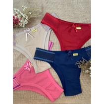 KIT 3 Calcinha 100% Algodão Com Pala De Elástico Na Lateral Confortável Respirável KIT 3 Calcinha 100% Algodão Com Pala De Elástico Na Lateral Confortável Respirável