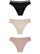 Kit/3 Calcinha Biquíni DelRio 51509 Feminina Basic Microfibra T. P/GG