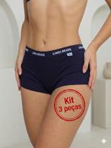 Kit 3 Calcinha Boxer Shortinho Feminina Linda Brasil Adulto Juvenil Tamanho:GCor:Bege