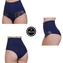 Kit 3 Calcinha Cinta com Compressão Pós Parto Cós Alto Segura Barriga - c13 KIT 3 CINTAS FERNANDA