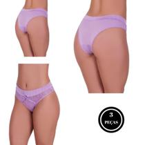 Kit 3 Calcinha com Detalhe de Renda e Laço - c3 KIT 3 CALCINHAS MONIQUE Kit 3 Calcinha com Detalhe de Renda e Laço - c3 KIT 3 CALCINHAS MONIQUE