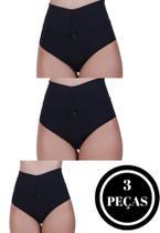 Kit 3 Calcinha Cós Alto Segura Barriga Tanga Modeladora Pós Parto - c10 THAMIRES