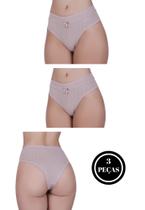 Kit 3 Calcinha de Algodão Cós Alto Modeladora -c6 KIT 3 RAQUEL