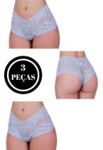 Kit 3 Calcinha de renda Calesson Shortinho - C1 KIT 3 SHORTINHOS CALEÇON