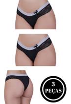 Kit 3 Calcinha de Renda Tanga Bolinha -c4 KIT 3 SUELLEN