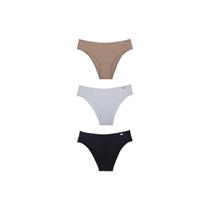 Kit 3 Calcinha Delrio Em Microfibra 51509 Mousse/Branco/Preto Kit 3 Calcinha Delrio Em Microfibra 51509 Mousse/Branco/Preto